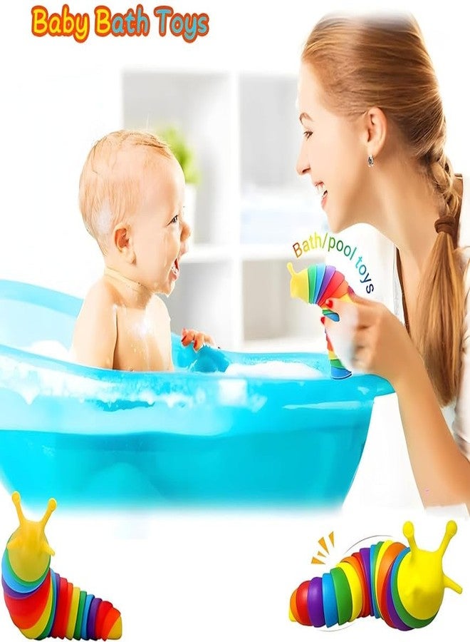 COOLCOLD Kids Slug Fidget | Pop It Toy Stress Relief | Flexible Stretchable Caterpillar Toy for Anxiety, 19CM Rainbow - Image 4